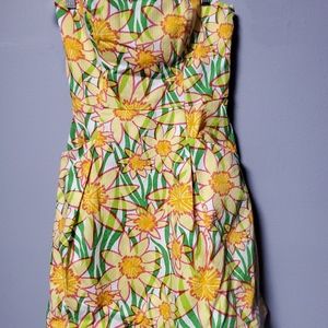 Lilly Pulitzer daffies sunflower strapless dress